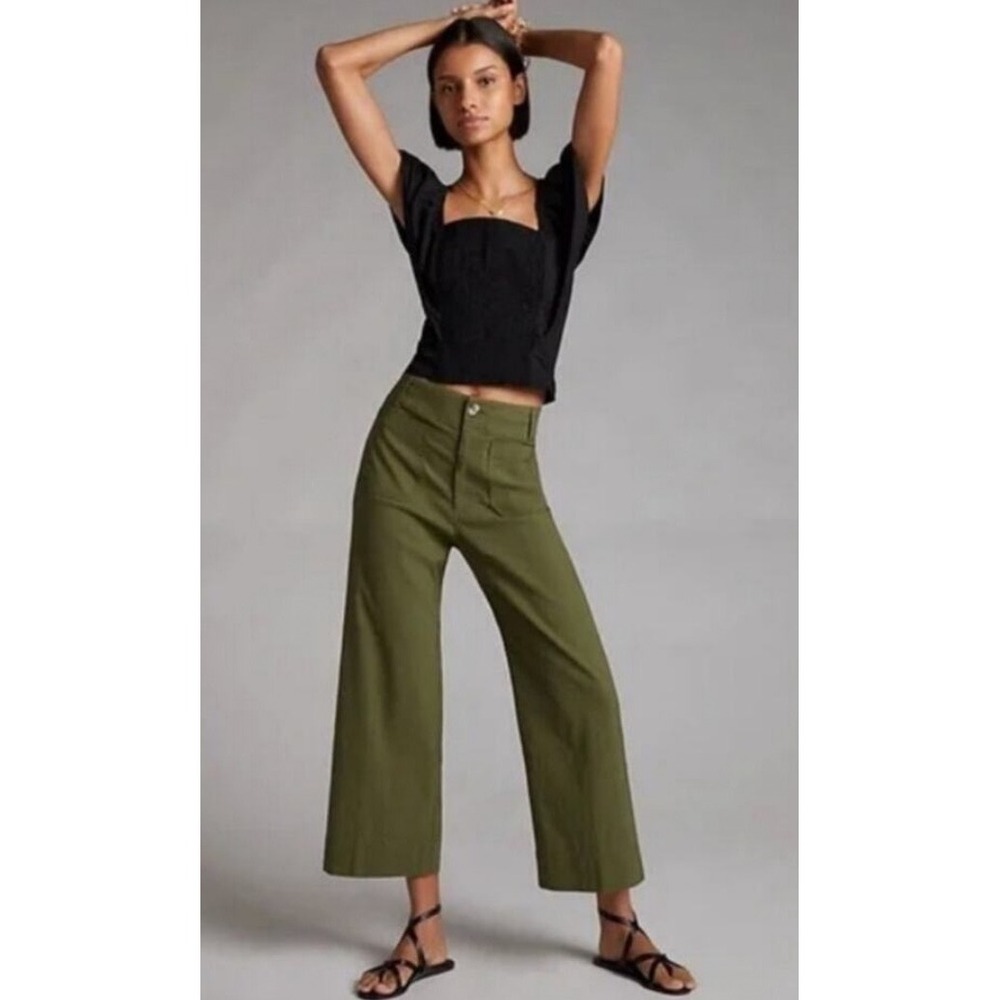 Anthropologie The Colette Crop Wide-Leg Pant Sold Out Color Dried Fern High Rise